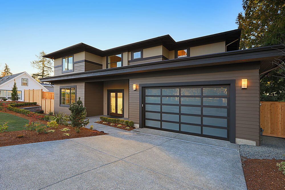Cozy brown house with two garages
