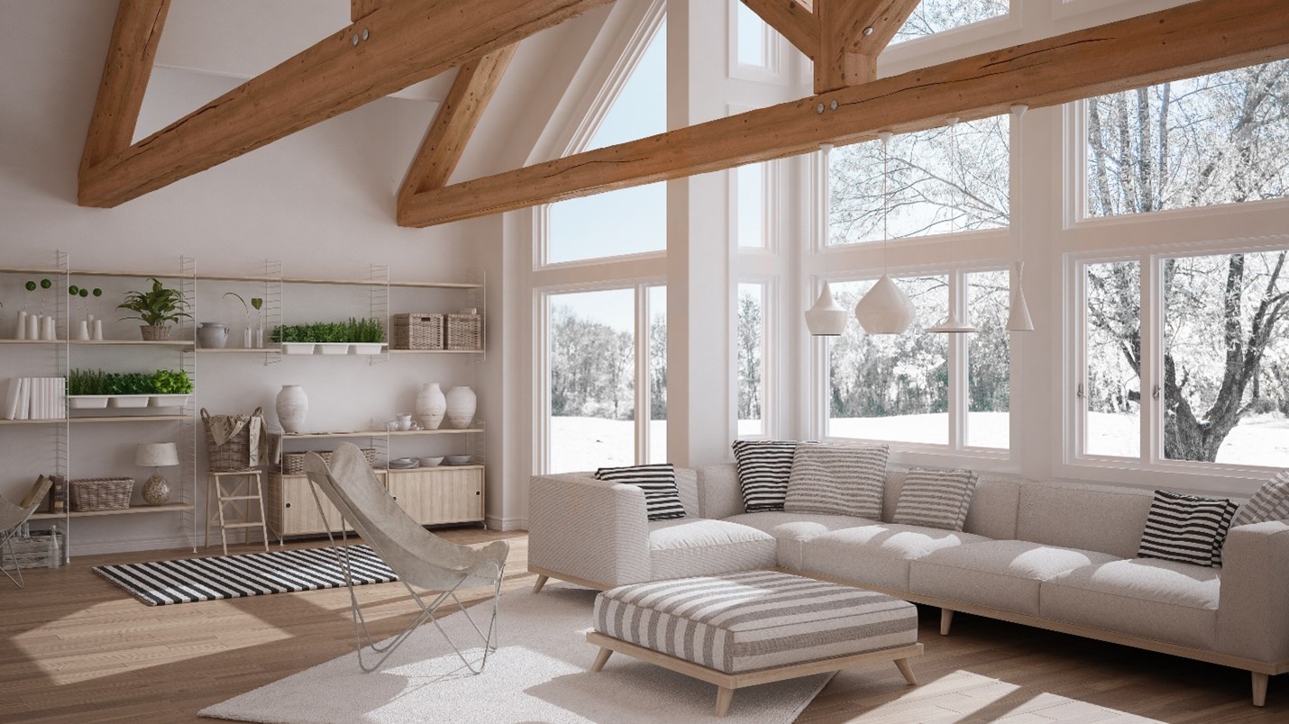 A bright room in winter.